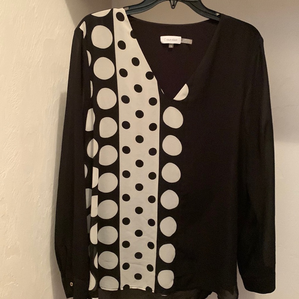 Calvin Klein V-neck long sleeve blouse